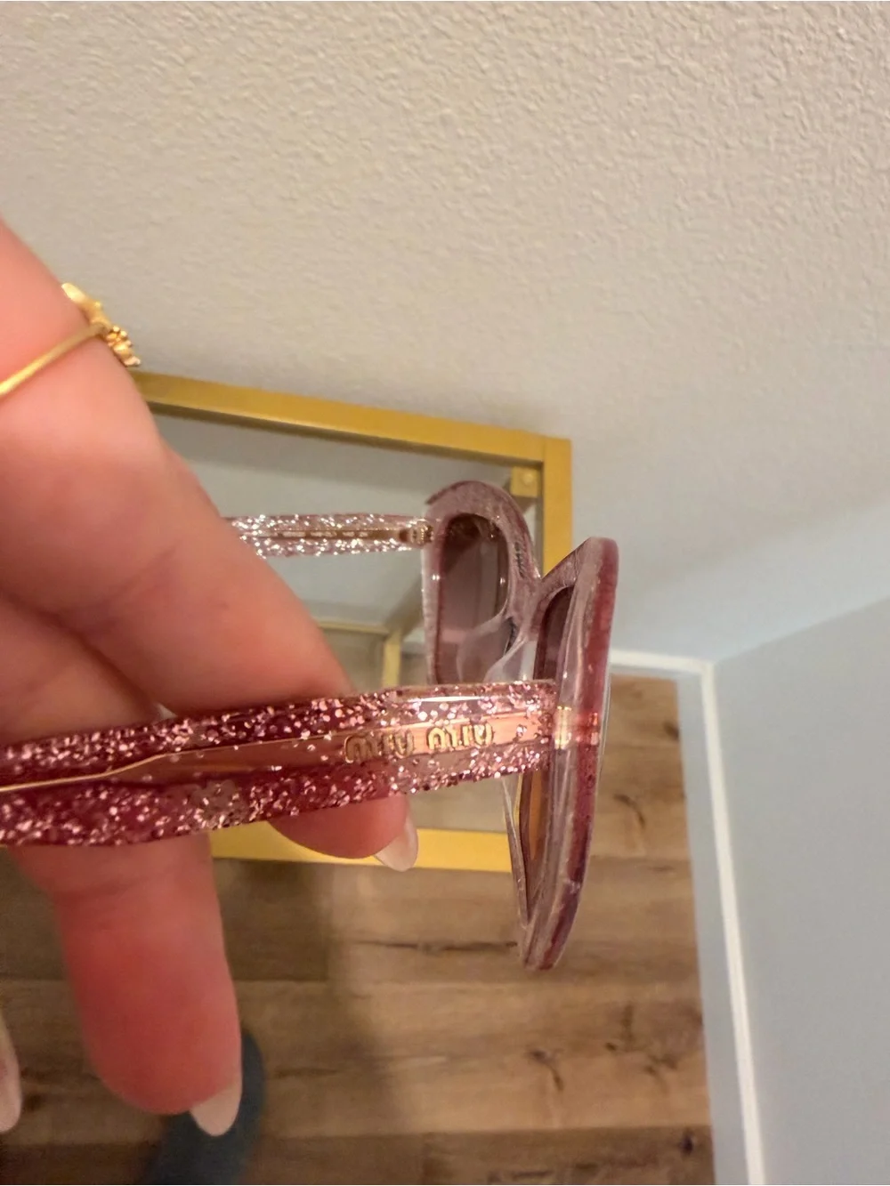 Miu Miu Pink Glitter Cat-Eye Sunglasses